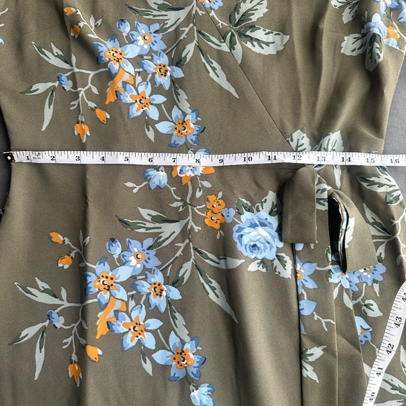 LOFT Floral Midi Wrap Dress – Olive Green - Picture 8 of 12